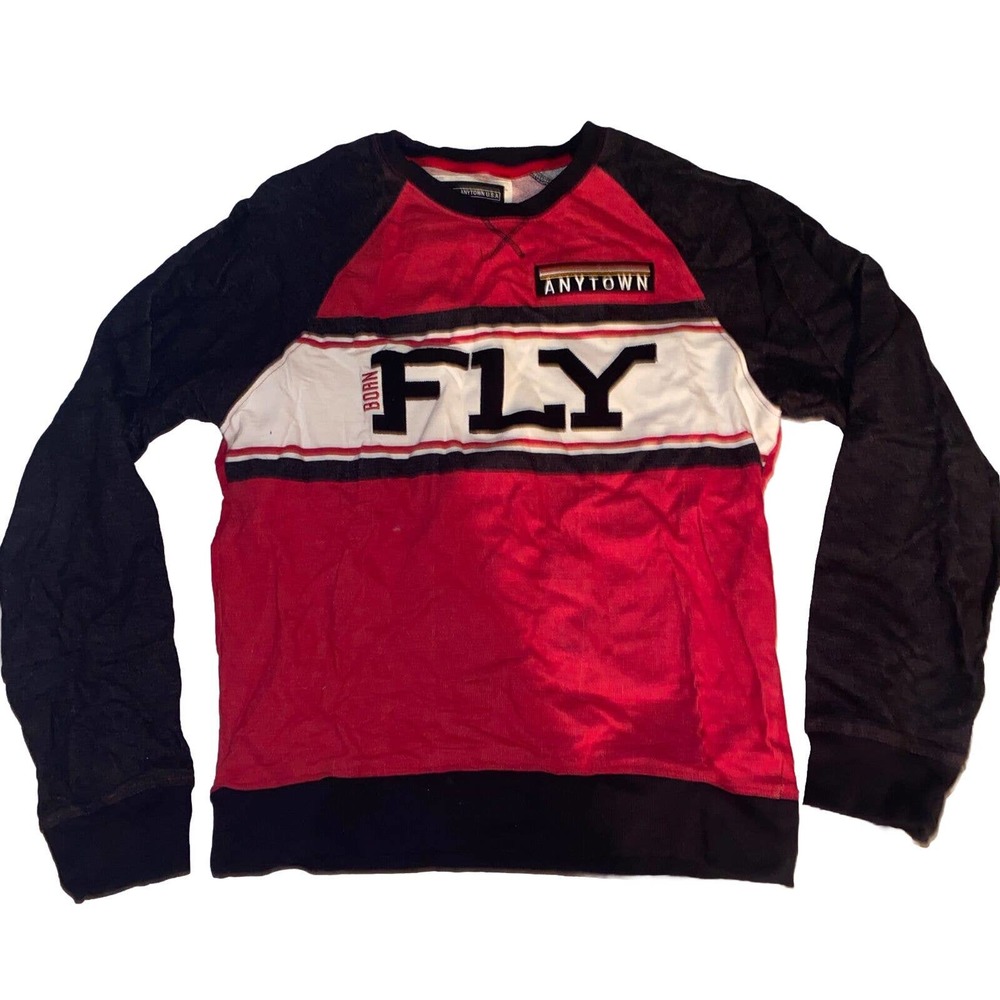 Born Fly Anytown Sweatshirt Size Large Multicolor Graphic black Red‎ White